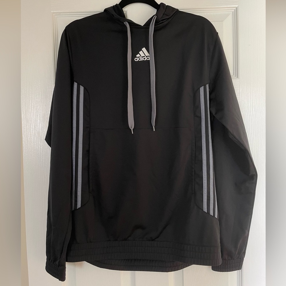 Adidas Black and Gray Hoodie with Athletic Stripes